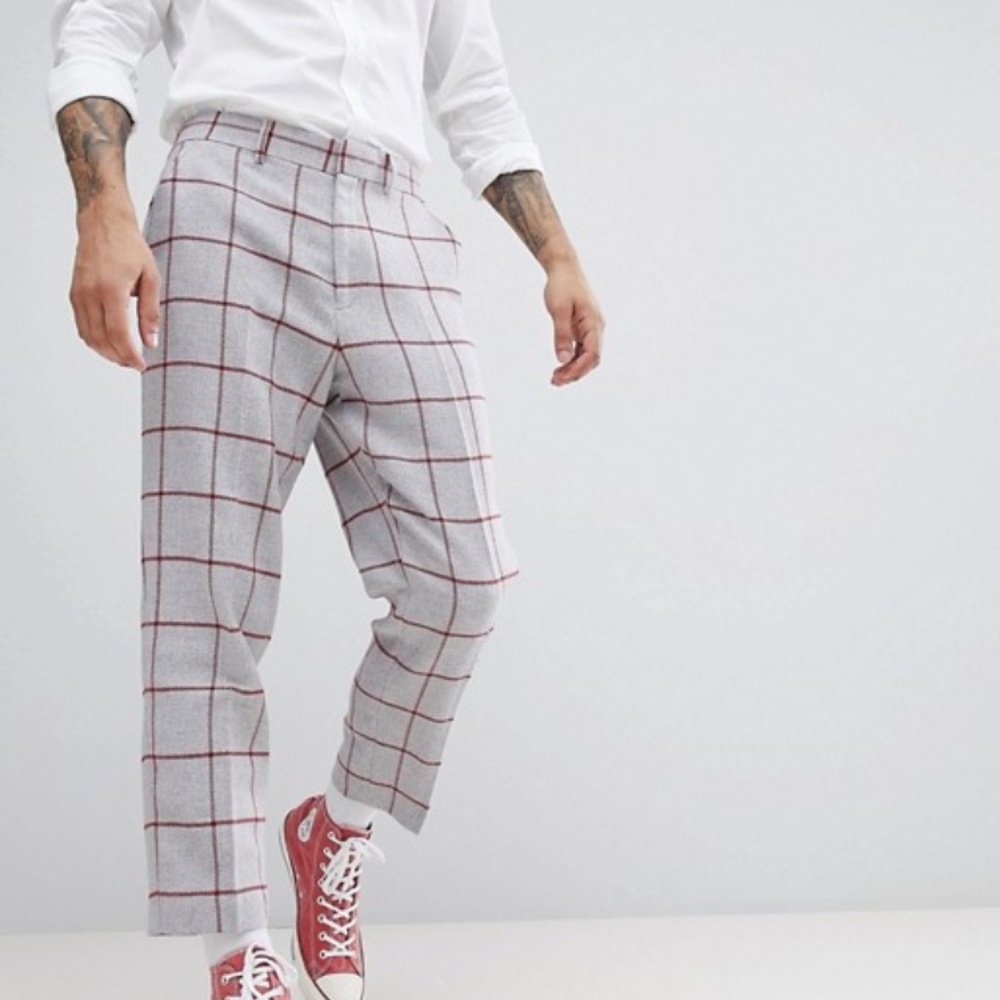 ASOS Grey and Red Check Pants